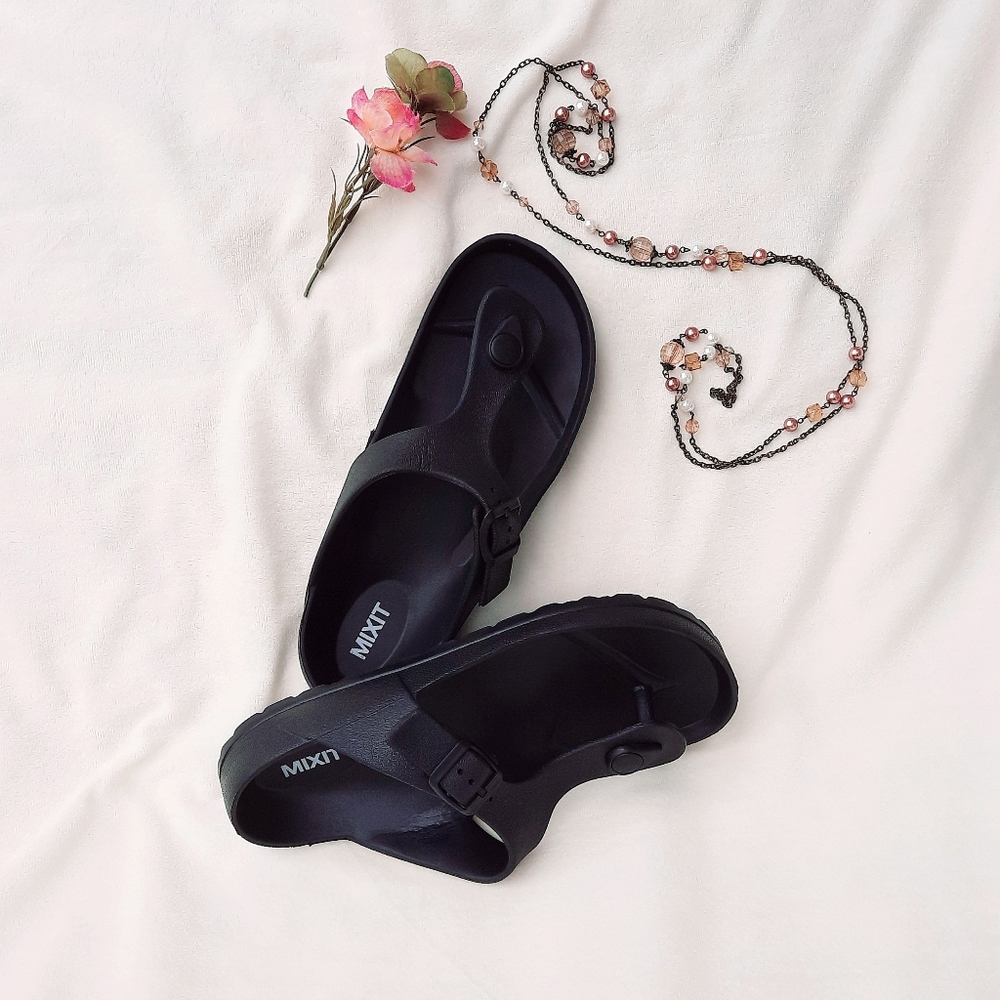 MIXIT Black EVA Sandals, Thong Style